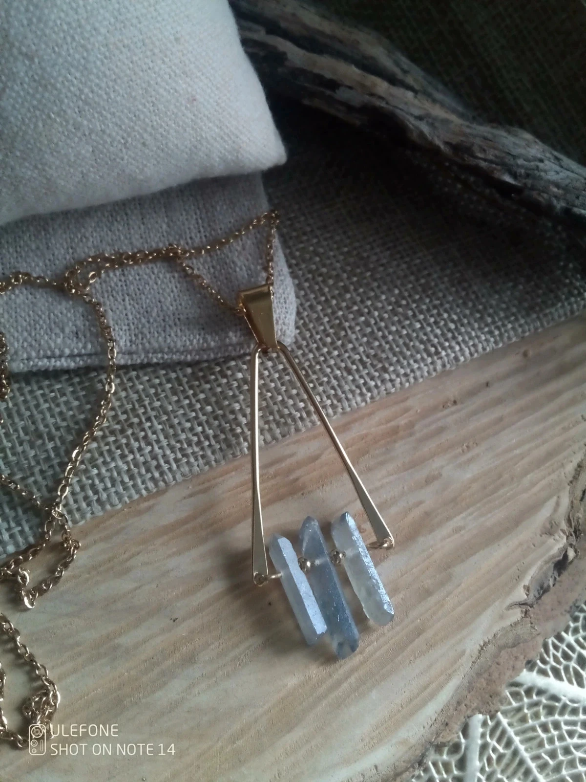 Collier bohème pendentif quartz aura – photo 2